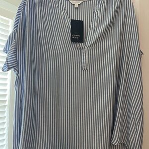 crown & ivy Blue and White Vertical Stripe Tunic